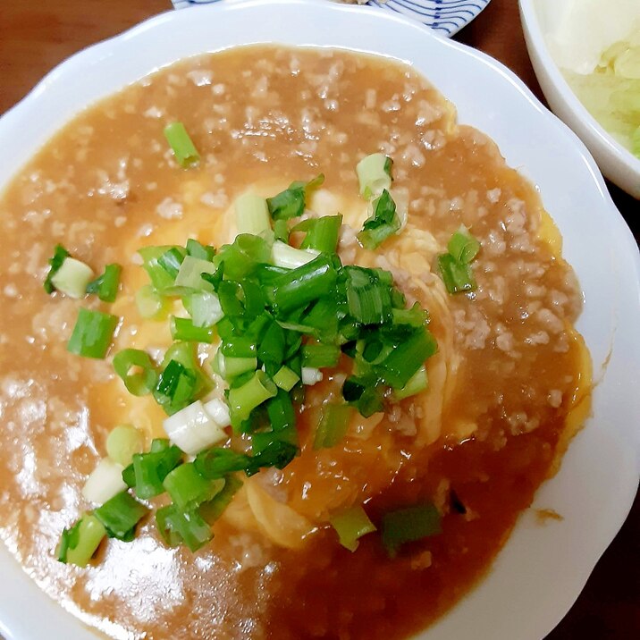 豚ひき肉で天津飯